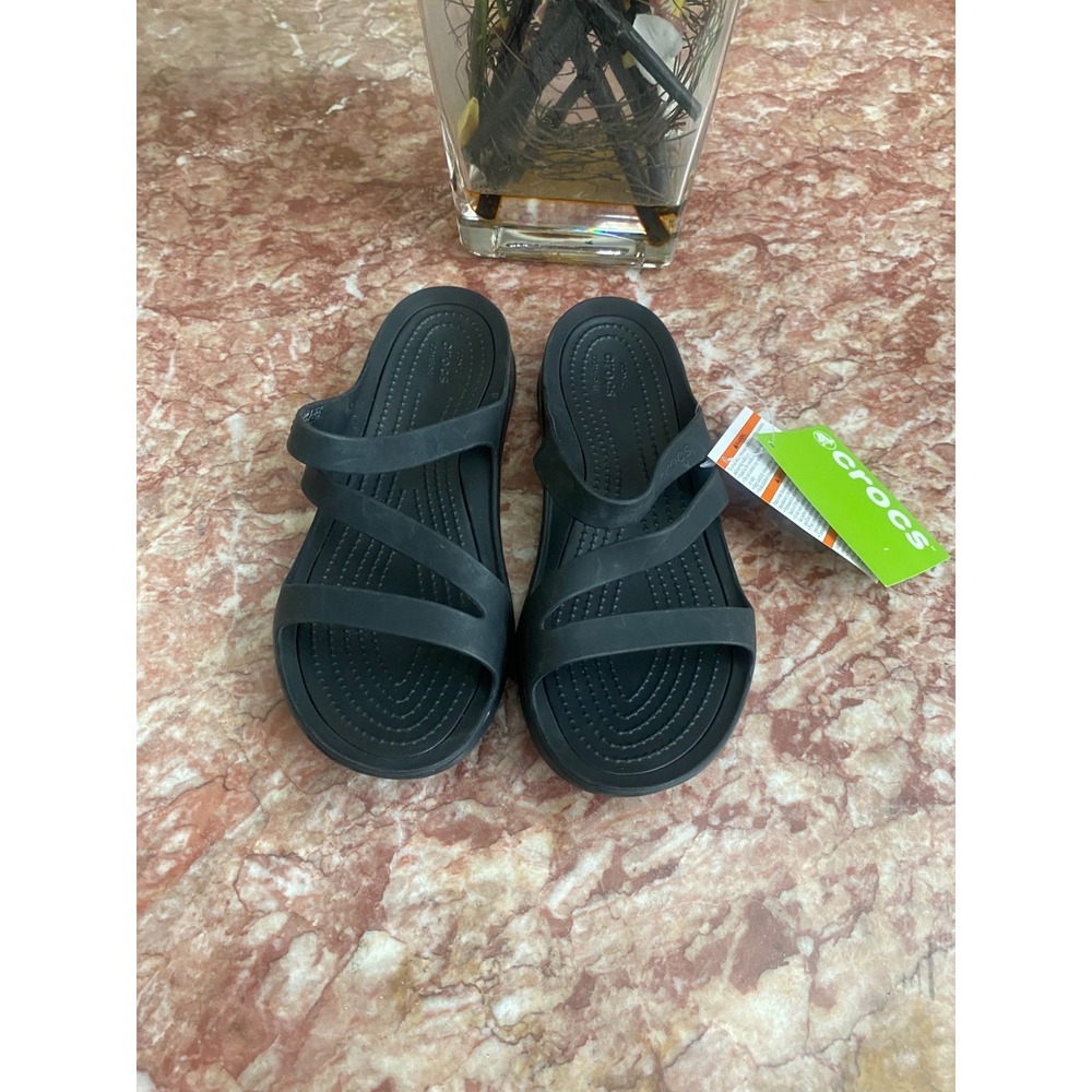 NWT Crocs Swiftwater Women's Black Slip-On Comfort Slide Sandals Size 7 - Picture 4 of 9